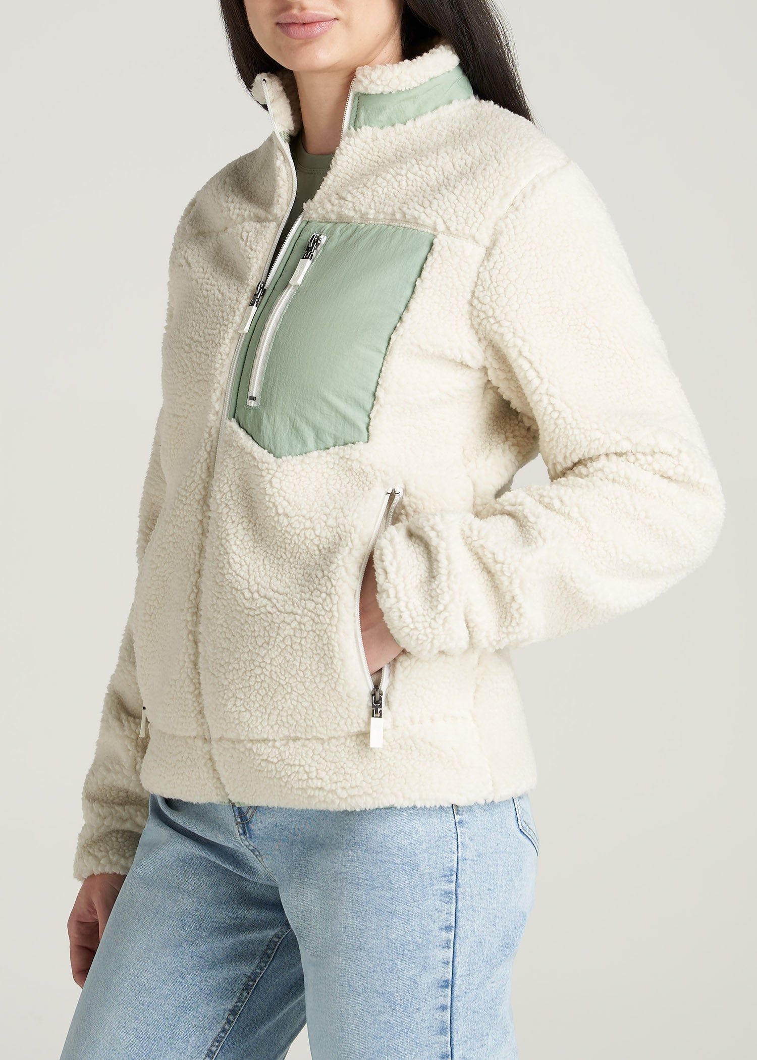 Women's Tall Polar Fleece Zip Up Jacket in Natural sold by American Tall product image thumbnail 3