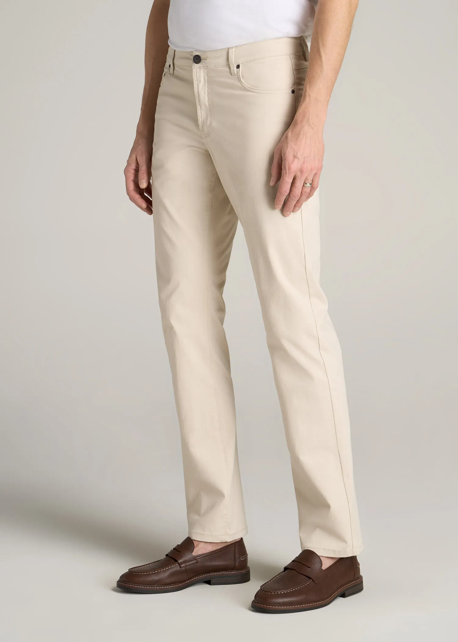Carman TAPERED Fit Five Pocket Pants for Tall Men in Soft Beige sold by American Tall product image thumbnail 3