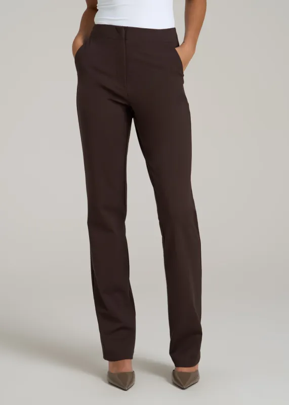 Slim Straight Leg Dress Pants for Tall Women in Espresso sold by American Tall