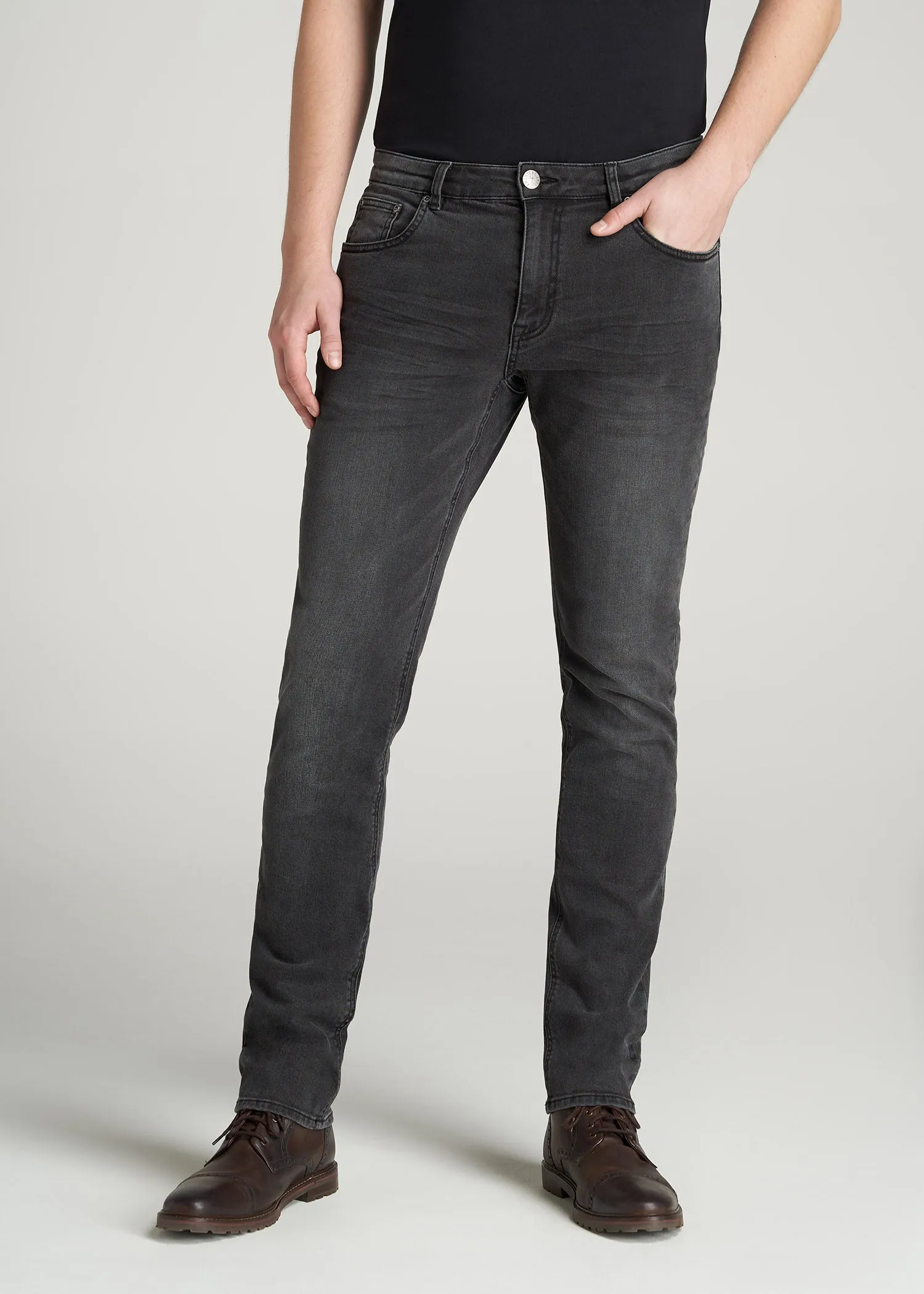 Carman TAPERED Jeans for Tall Men in Dark Smoke sold by American Tall