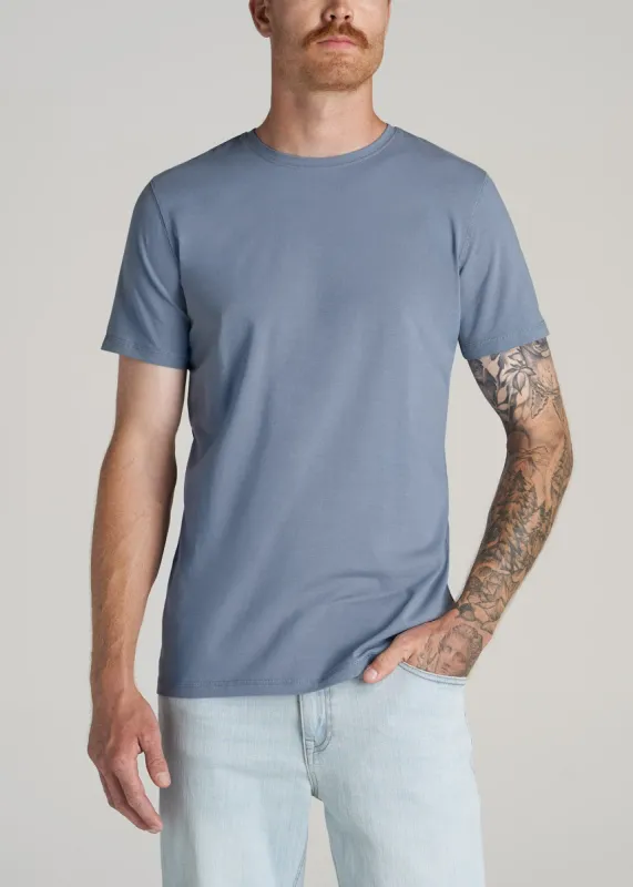 The Essential SLIM-FIT Crewneck Men's Tall Tees in Dusty Blue sold by American Tall