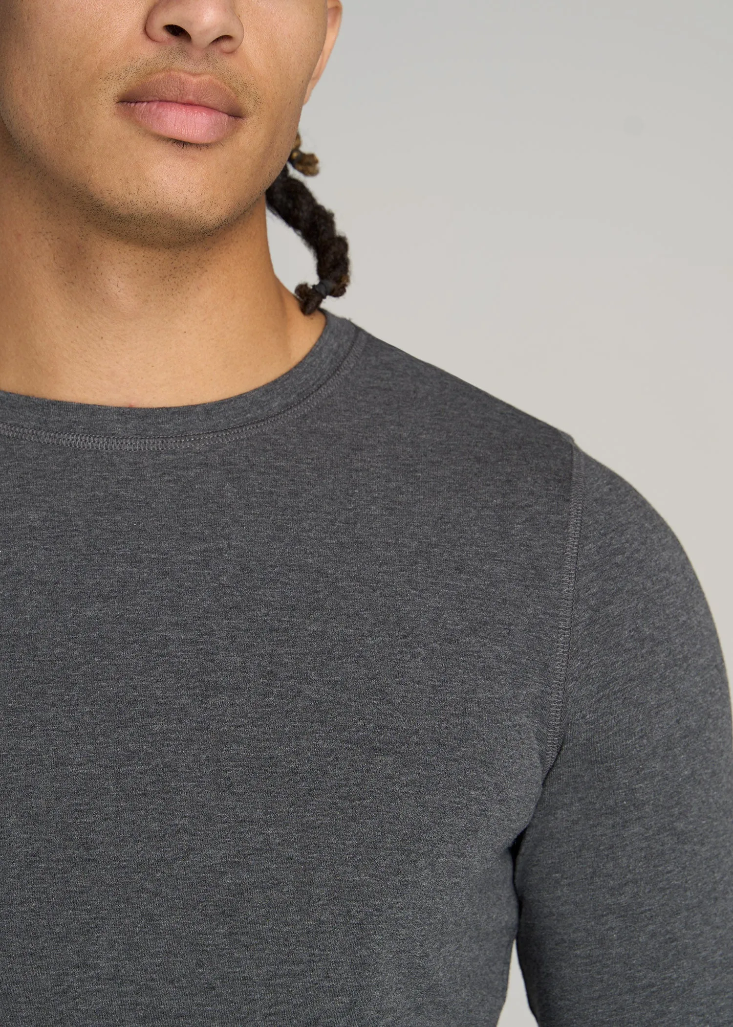 The Essential SLIM-FIT Long Sleeve Tee for Tall Men in Charcoal Mix sold by American Tall product image thumbnail 2
