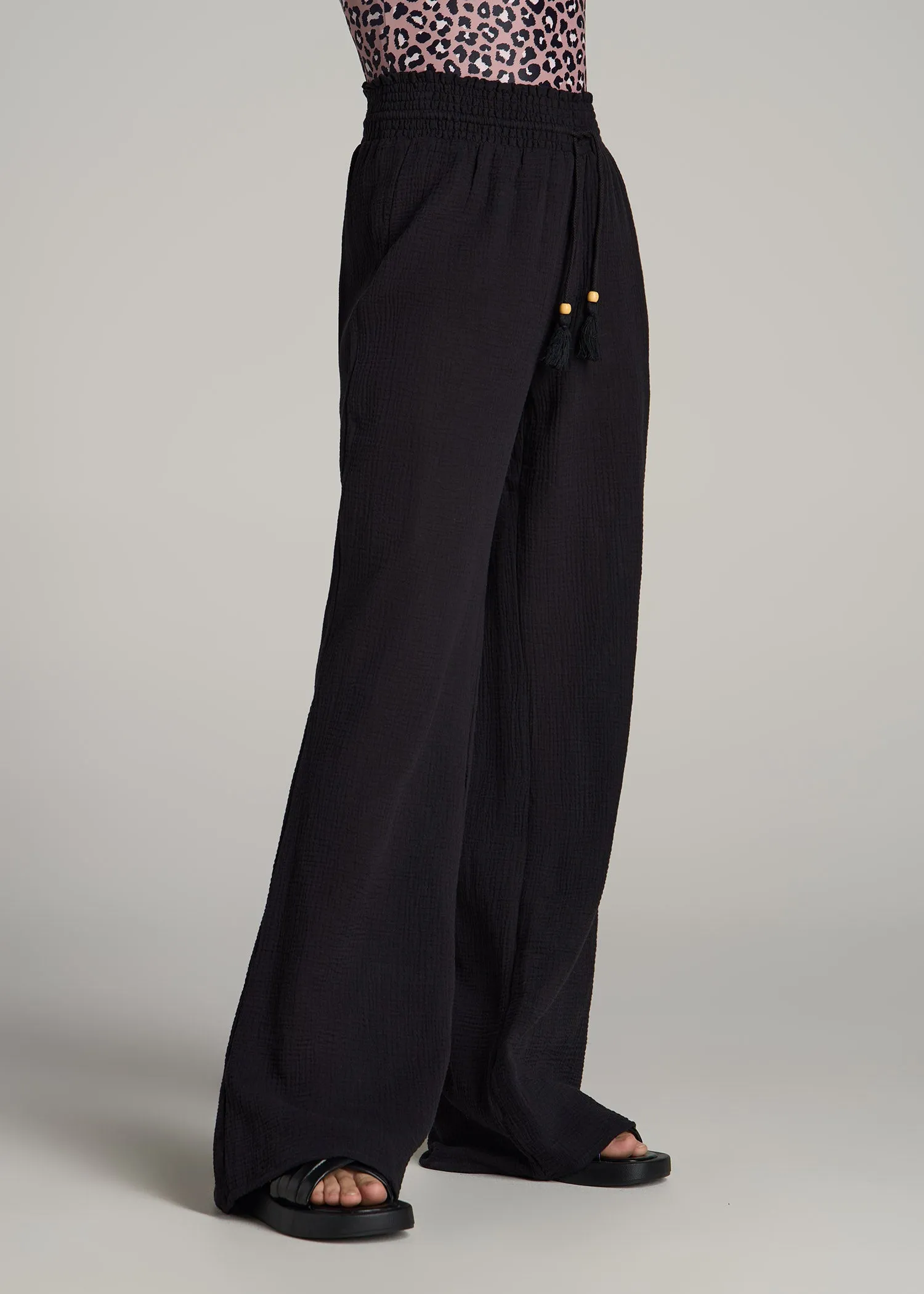 Gauze Cover Up Pants for Tall Women in Black sold by American Tall product image thumbnail 3