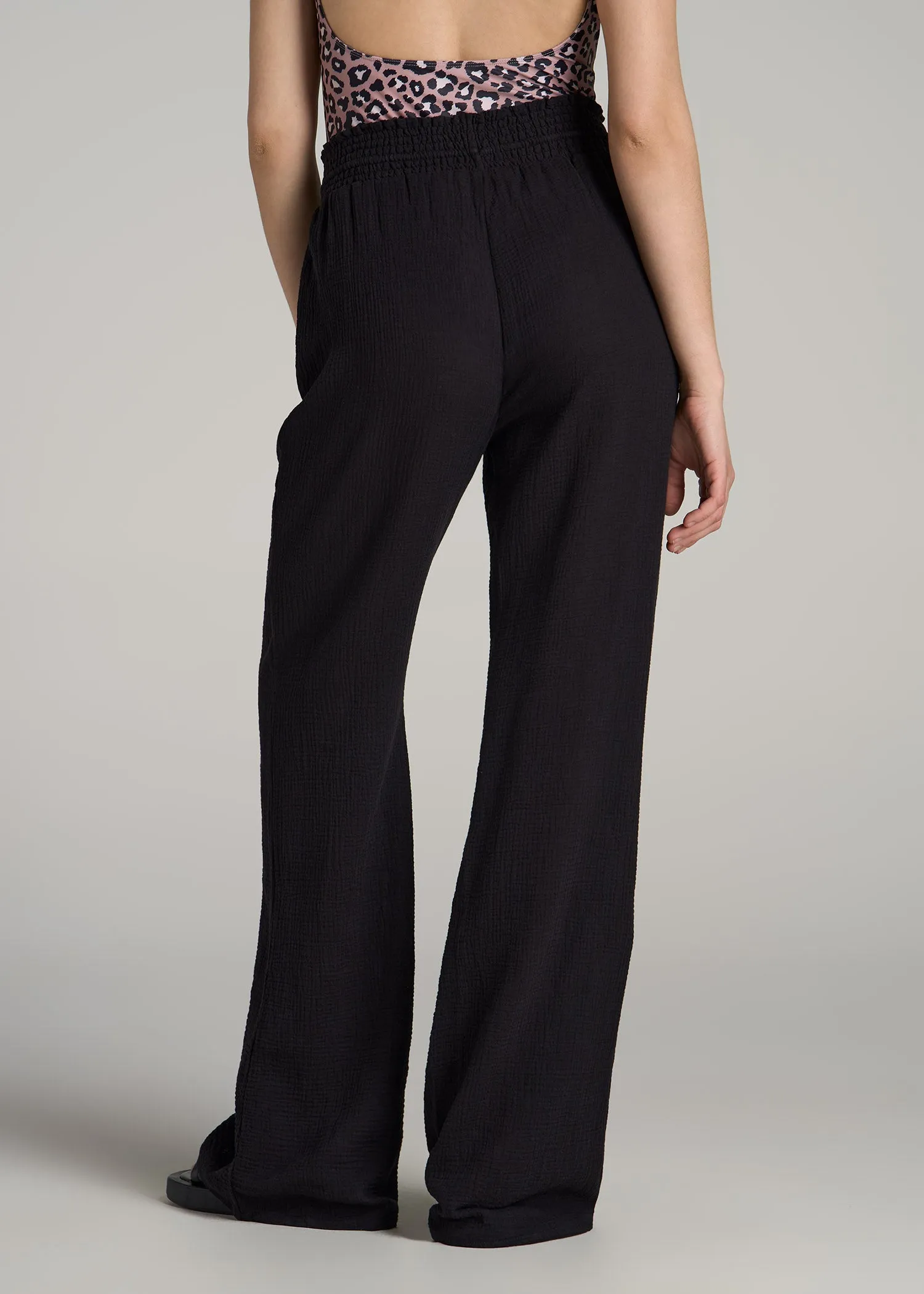 Gauze Cover Up Pants for Tall Women in Black sold by American Tall product image thumbnail 5