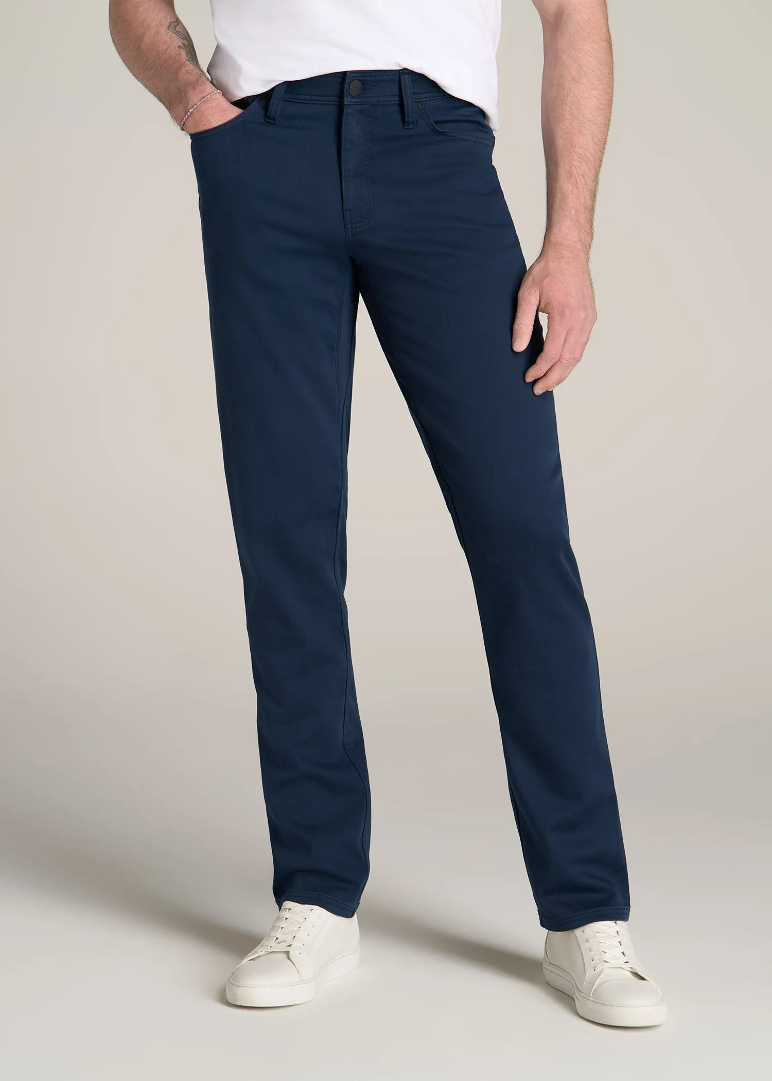 Everyday Comfort 5-Pocket TAPERED-FIT Pant for Tall Men in Marine Navy sold by American Tall