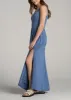 Jersey Tank Maxi Dress with Pockets for Tall Women in Steel Blue sold by American Tall