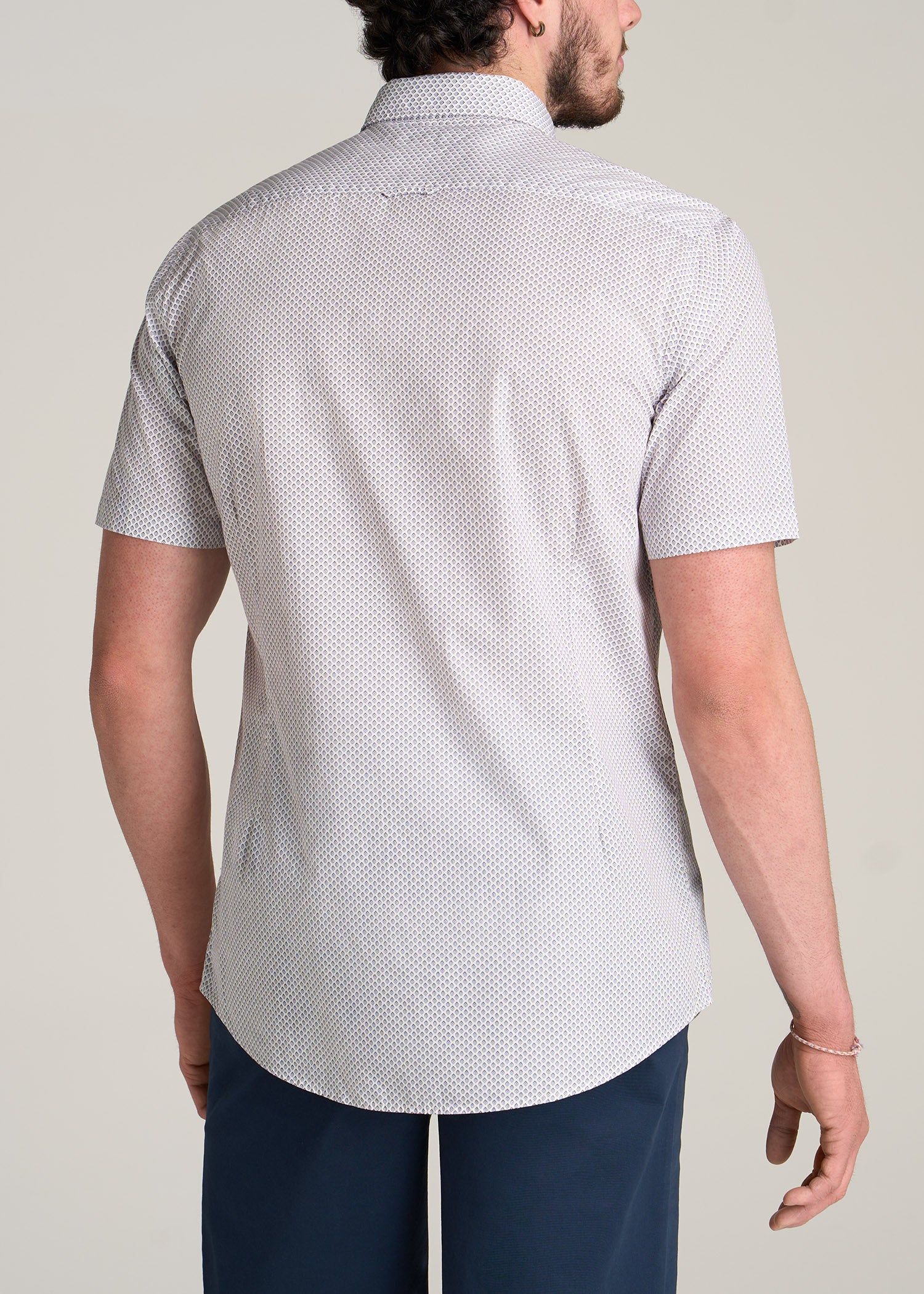 Short Sleeve Shirt for Tall Men in Brown & Blue Diamond Print sold by American Tall product image thumbnail 5