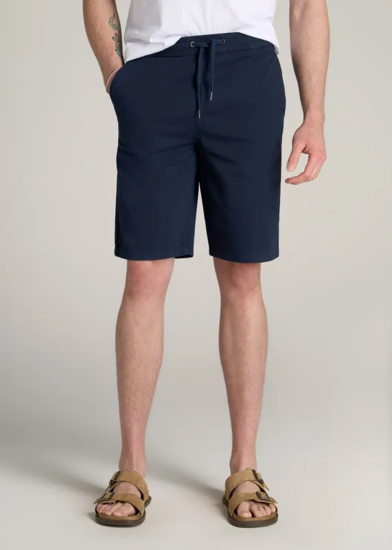 Stretch Twill Pull-On Shorts for Tall Men in Navy sold by American Tall