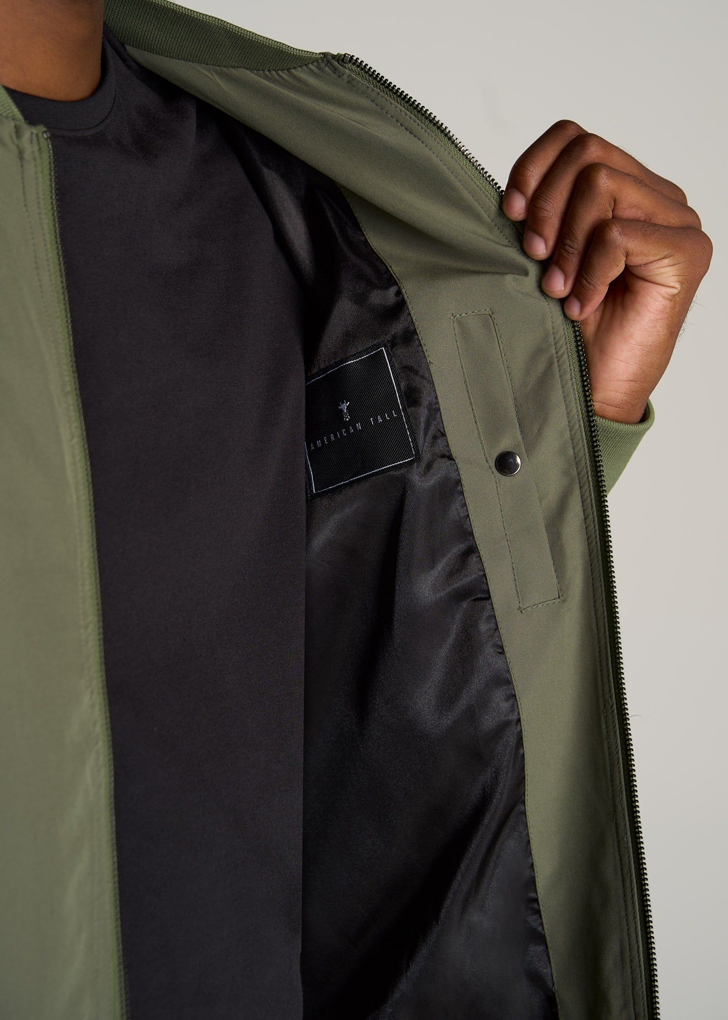 Men's Tall Bomber Jacket in Olive sold by American Tall product image thumbnail 2