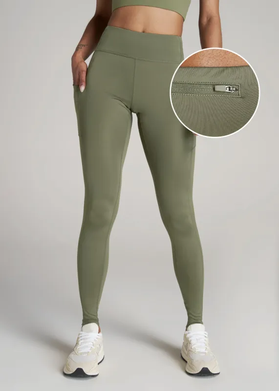 Women's Active Tall Leggings with Pockets in Olive sold by American Tall