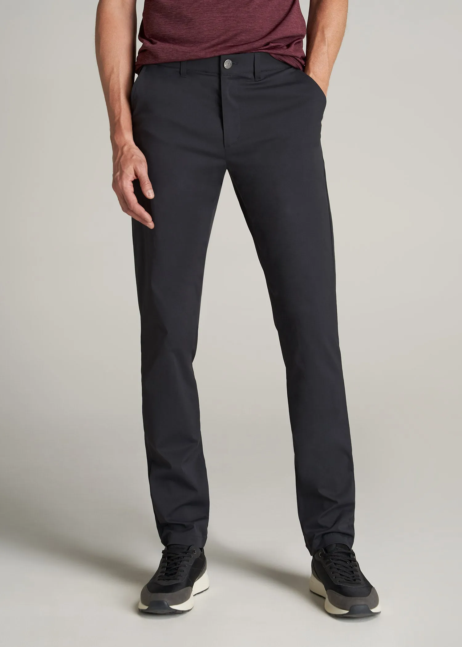 TAPERED FIT Traveler Chino Pants for Tall Men in Black sold by American Tall
