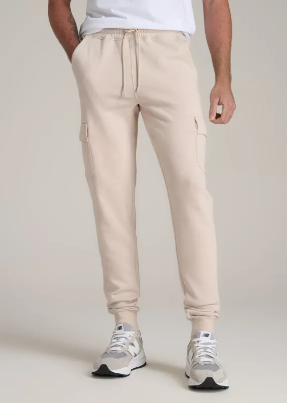 Wearever Fleece Cargo Jogger For Tall Men in Light Stone sold by American Tall