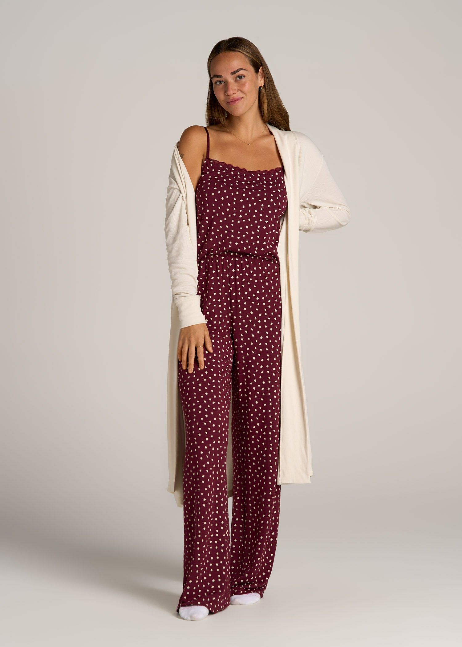 Lace Camisole Tank Top for Tall Women in Dark Cherry Cloud Print sold by American Tall product image thumbnail 4