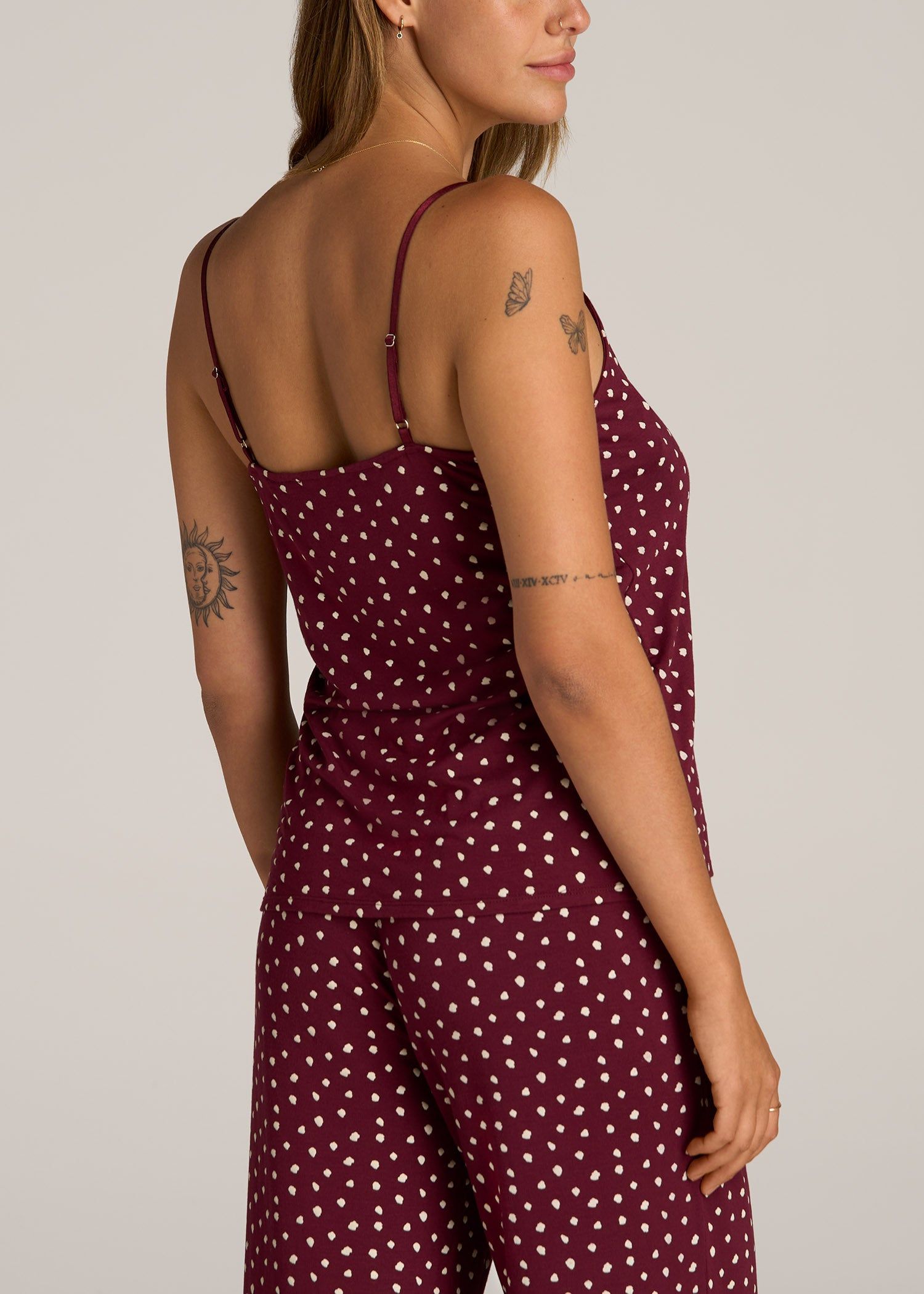 Lace Camisole Tank Top for Tall Women in Dark Cherry Cloud Print sold by American Tall product image thumbnail 5