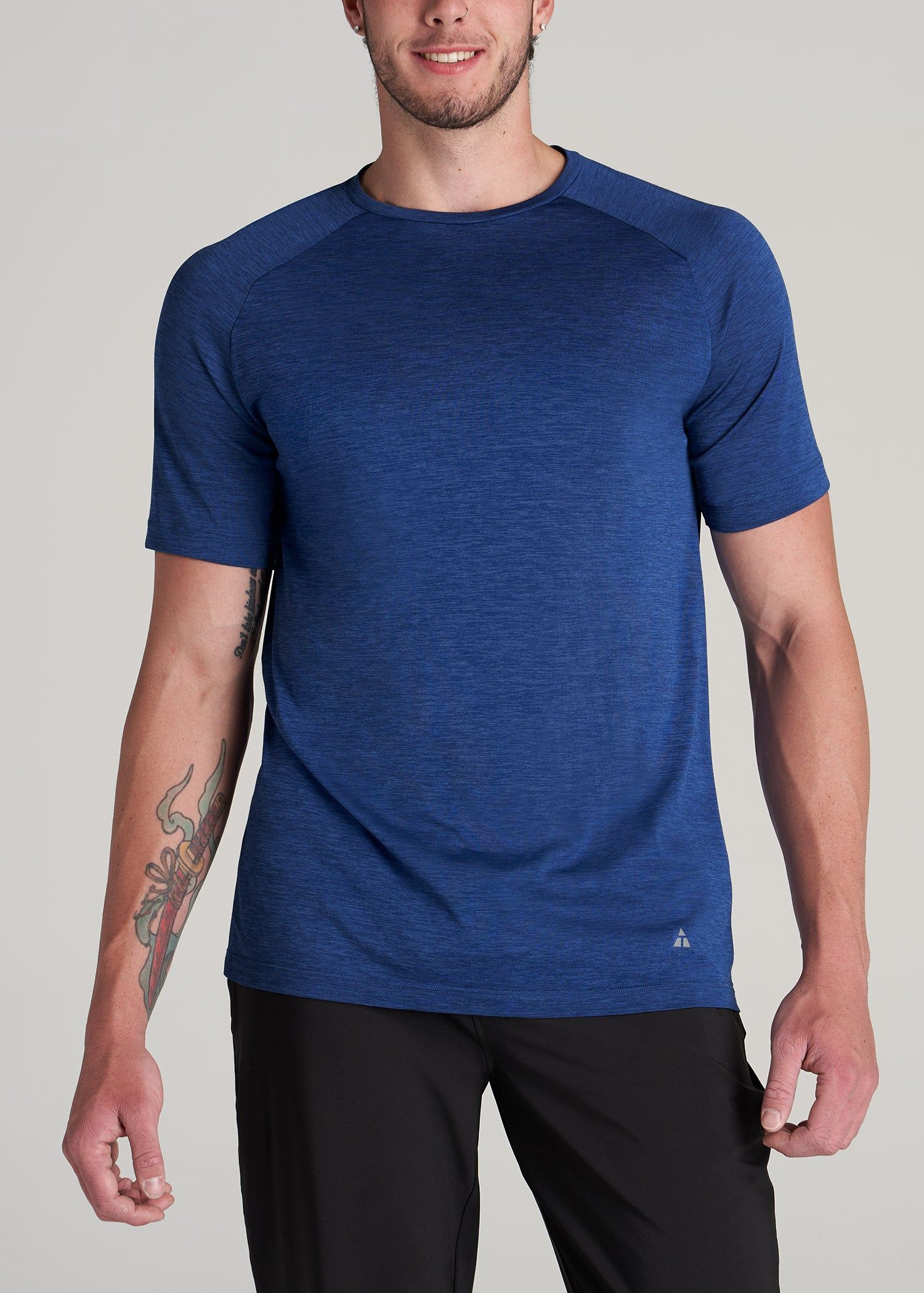 A.T. Performance MODERN-FIT Raglan Short sleeve Tee for Tall Men in Tech Blue Mix sold by American Tall