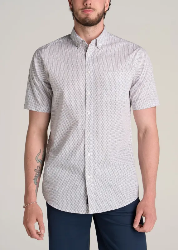 Short Sleeve Shirt for Tall Men in Brown & Blue Diamond Print sold by American Tall