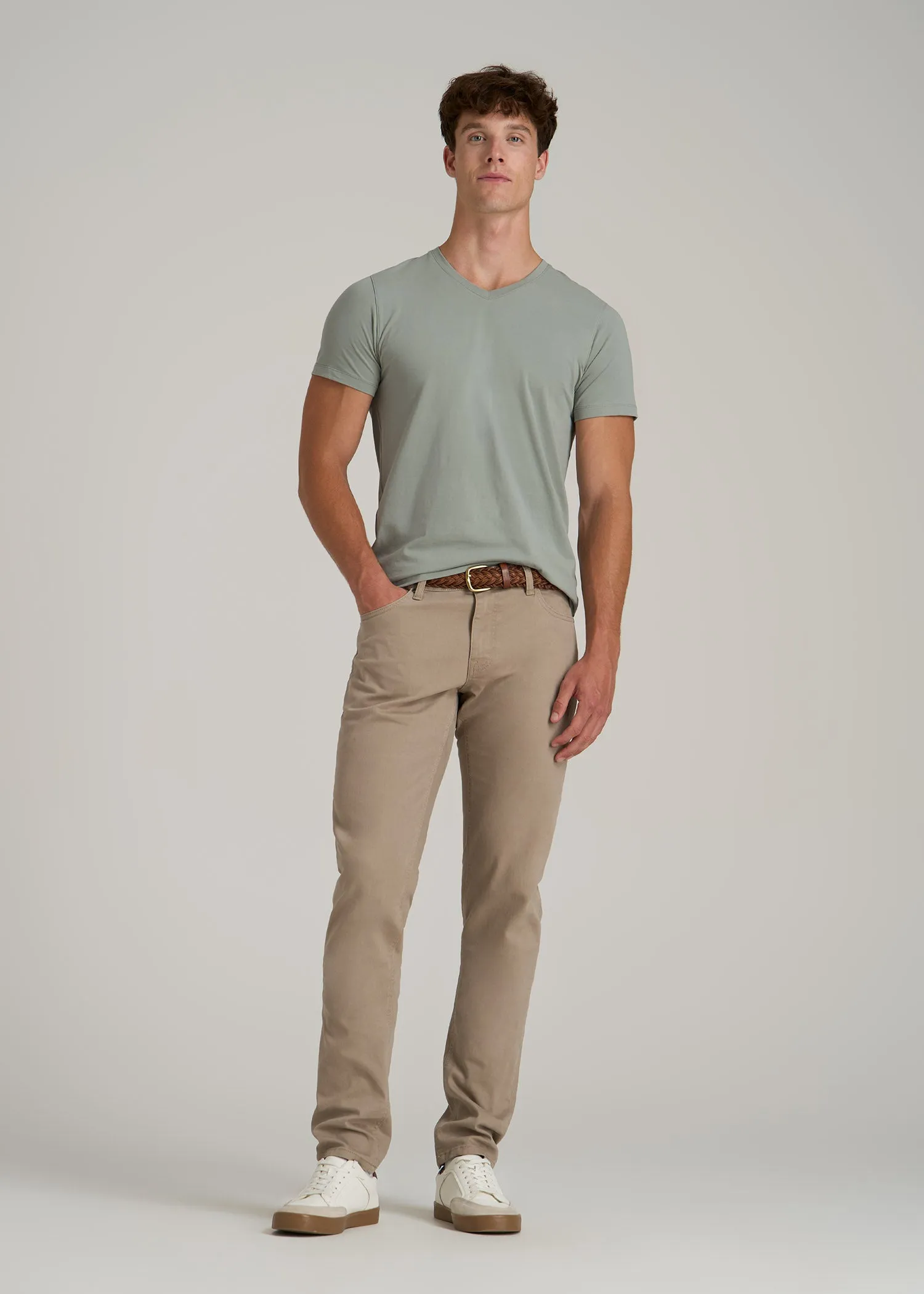 The Essential MODERN-FIT V-Neck Tee for Tall Men in Seagrass sold by American Tall product image thumbnail 4