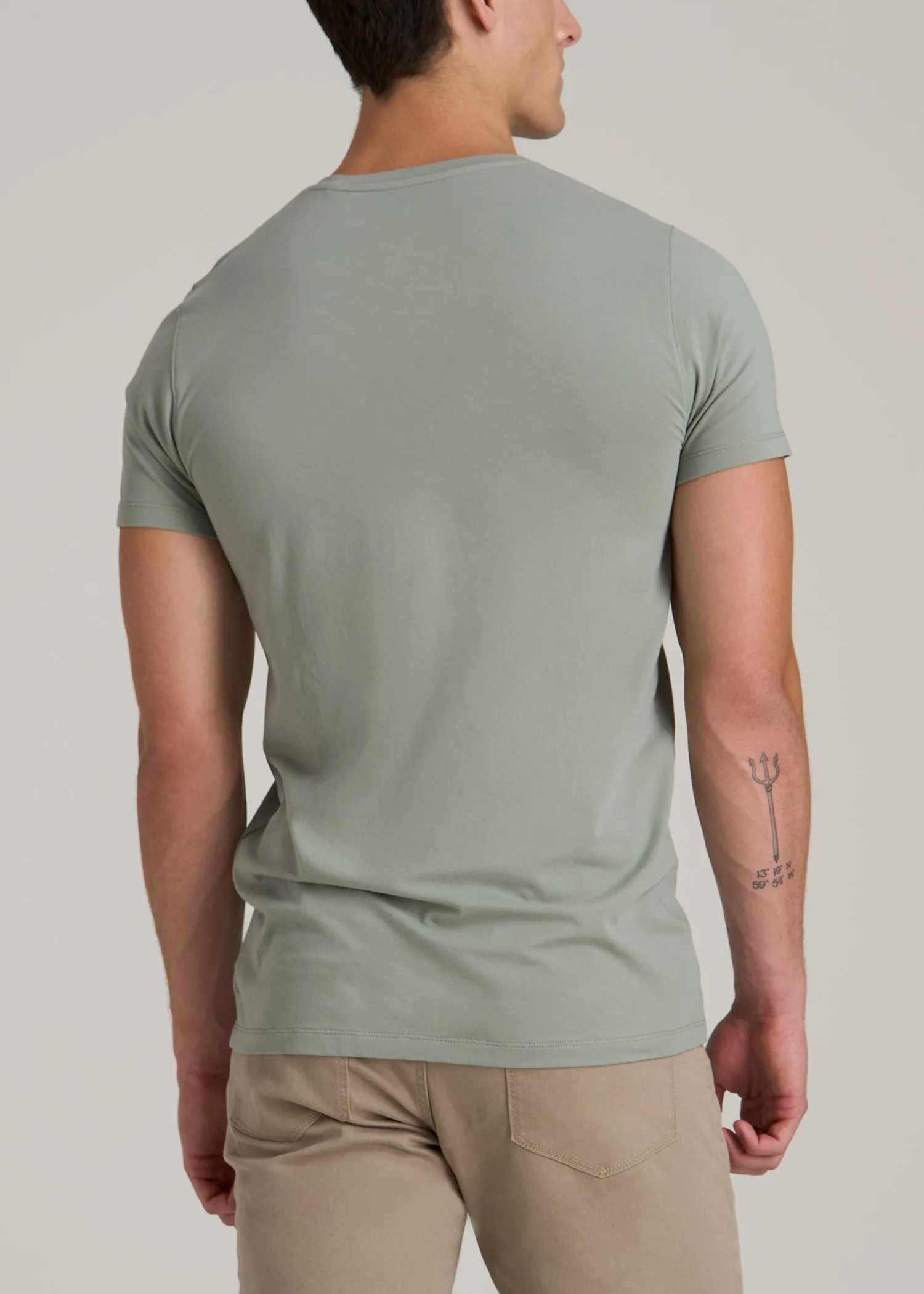 The Essential MODERN-FIT V-Neck Tee for Tall Men in Seagrass sold by American Tall product image thumbnail 5