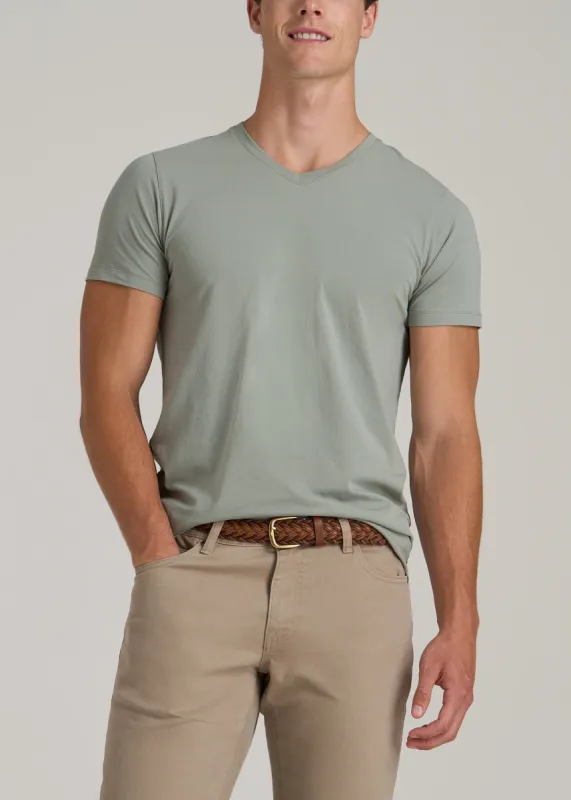 The Essential MODERN-FIT V-Neck Tee for Tall Men in Seagrass sold by American Tall