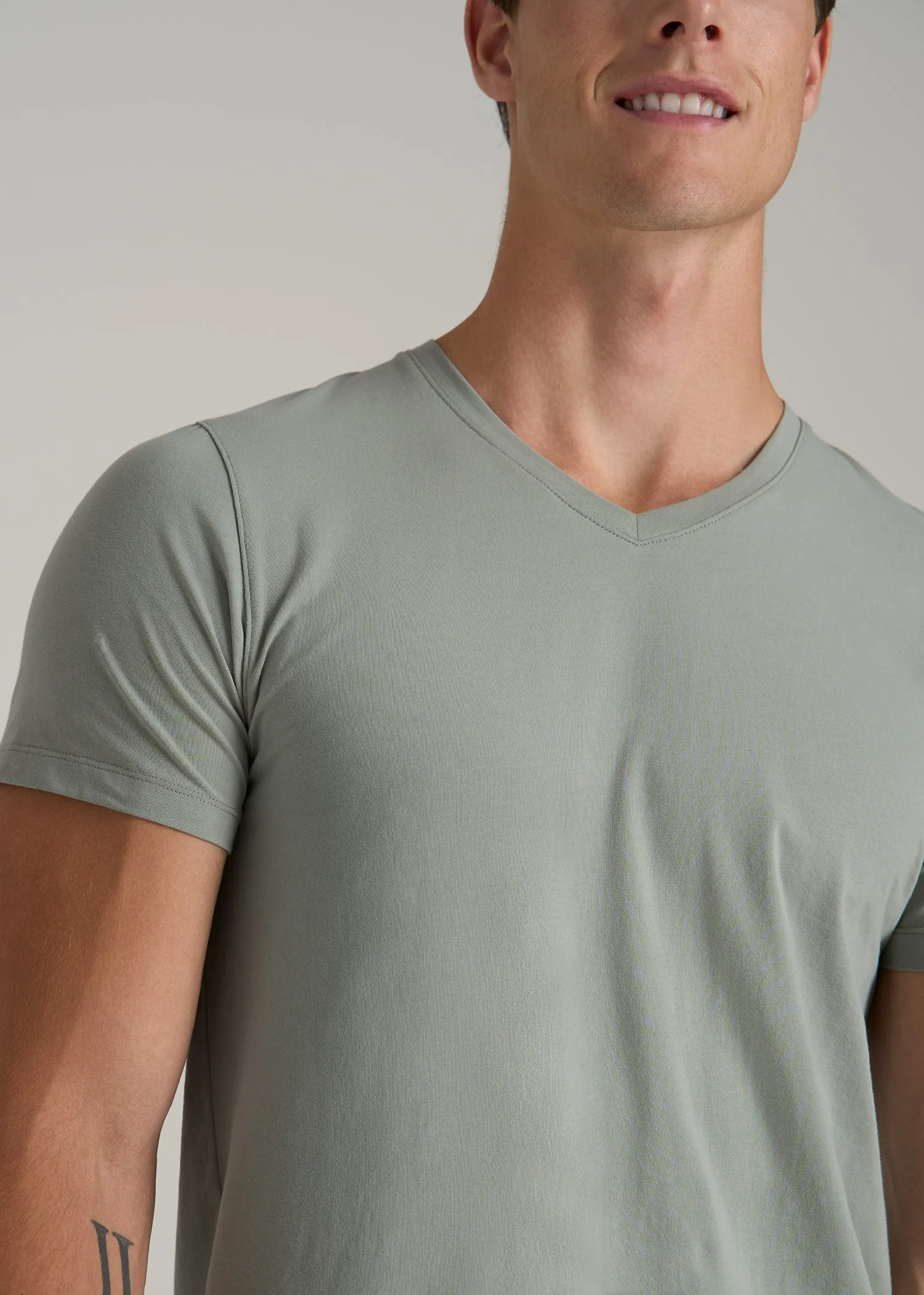 The Essential MODERN-FIT V-Neck Tee for Tall Men in Seagrass sold by American Tall product image thumbnail 2
