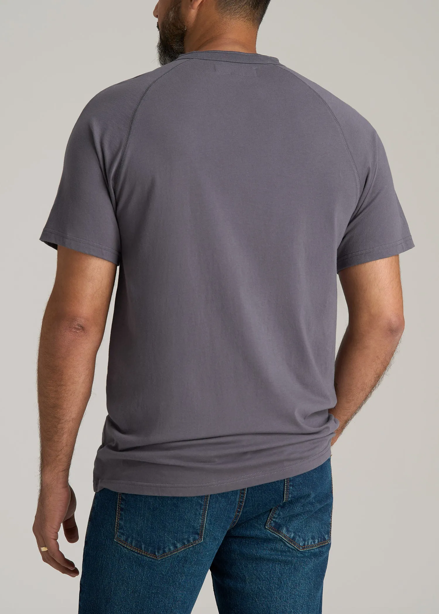 LJ&S REGULAR-FIT Jersey Henley Tee for Tall Men in Asphalt sold by American Tall product image thumbnail 5