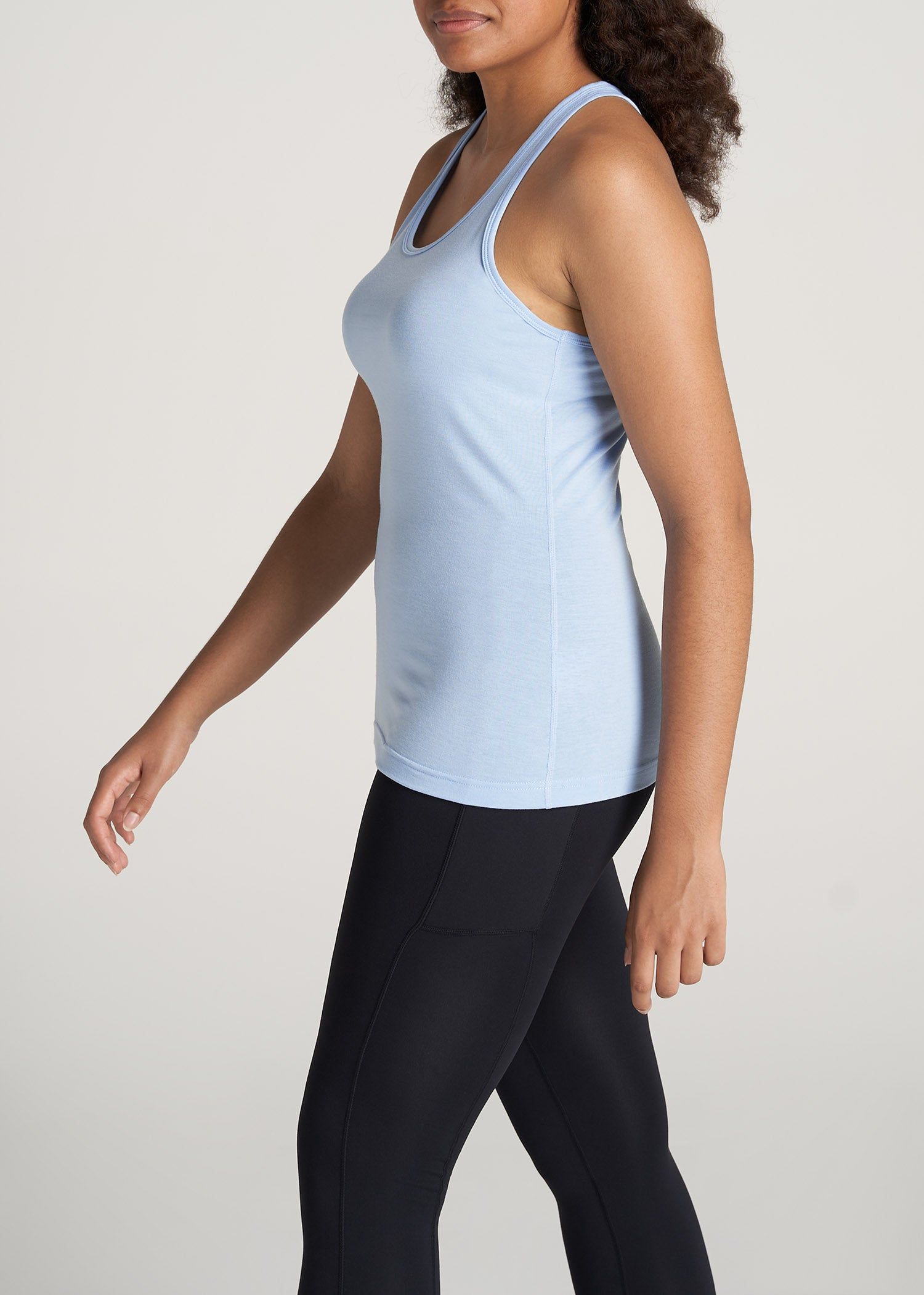 Racerback Tank Top in Cloud Blue - Extra-Long Women's Tanks sold by American Tall product image thumbnail 3