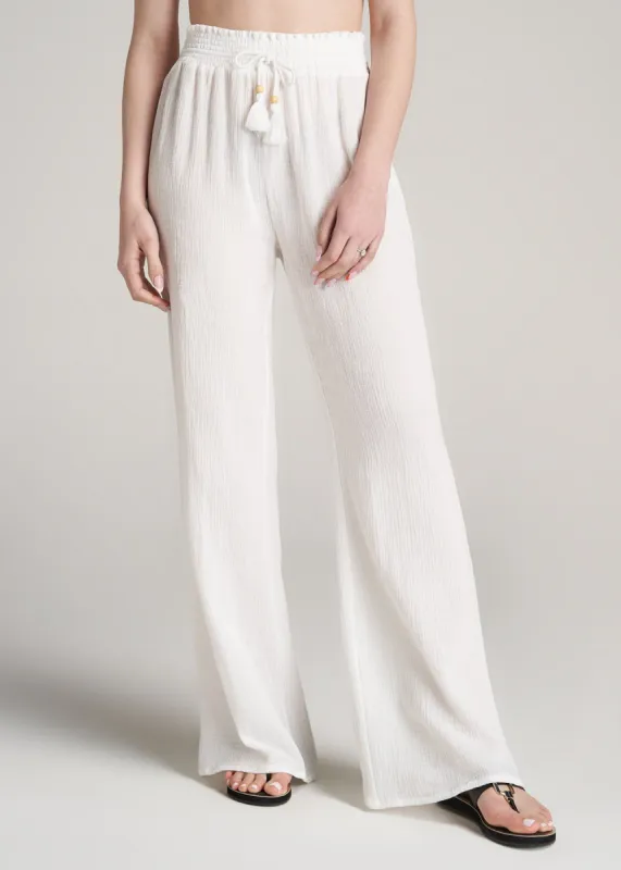 Cover-Up Gauze Pants for Tall Women in White sold by American Tall