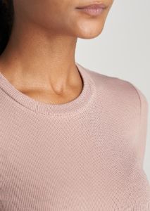 FITTED Ribbed Long Sleeve Tee in Ballerina Pink - Tall Women's Shirts sold by American Tall