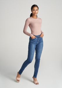 FITTED Ribbed Long Sleeve Tee in Ballerina Pink - Tall Women's Shirts sold by American Tall