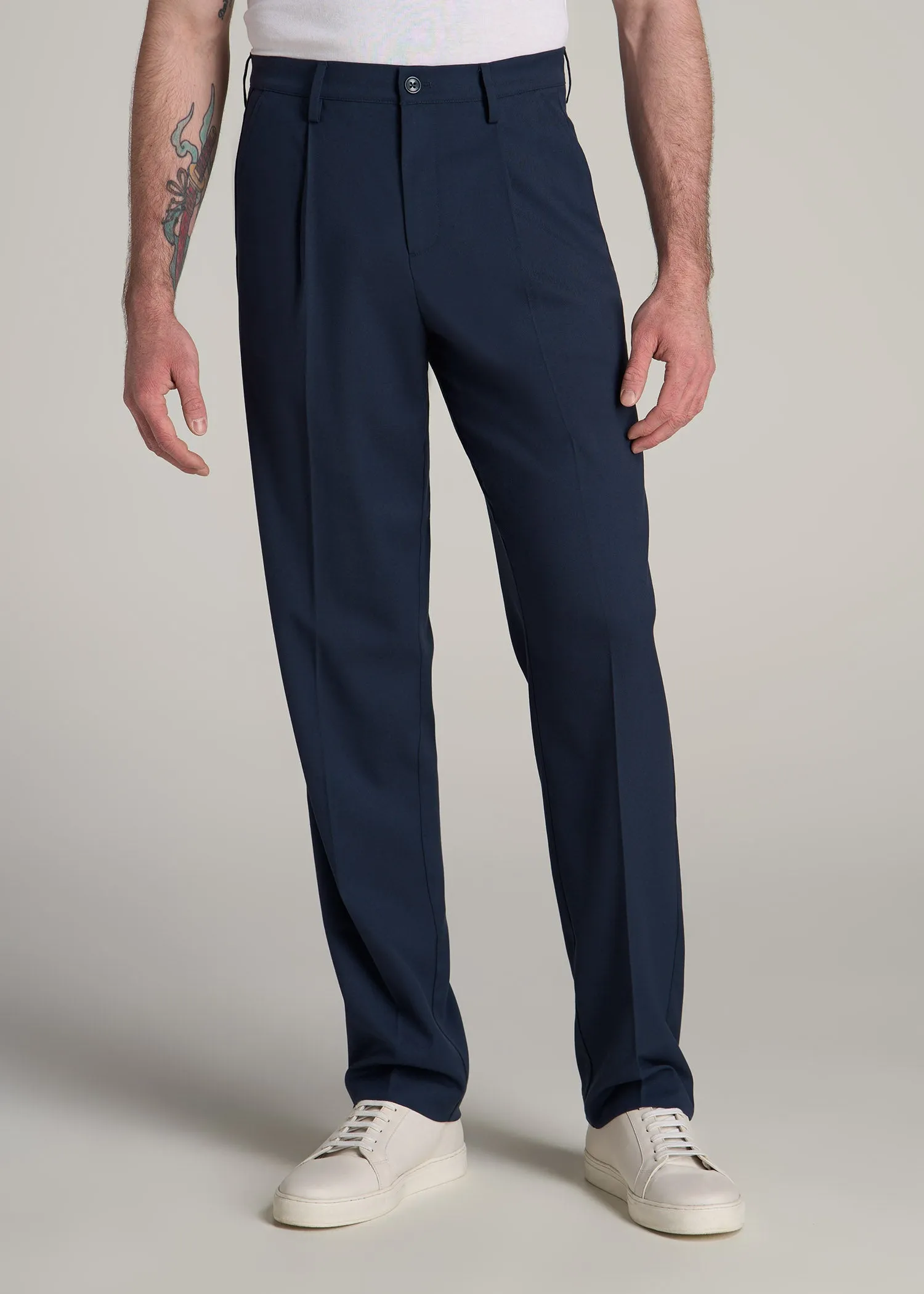 Relaxed Pleated Trousers for Tall Men in Deep Cove sold by American Tall