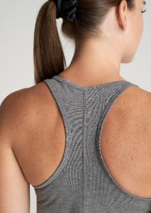 Racerback Tank Top in Dark Grey - Extra-Long Women's Tanks sold by American Tall