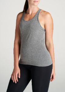 Racerback Tank Top in Dark Grey - Extra-Long Women's Tanks sold by American Tall