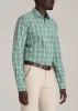 Oskar Button-Up Dress Shirt for Tall Men in Green and White Grid sold by American Tall