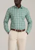 Oskar Button-Up Dress Shirt for Tall Men in Green and White Grid sold by American Tall