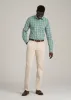 Oskar Button-Up Dress Shirt for Tall Men in Green and White Grid sold by American Tall