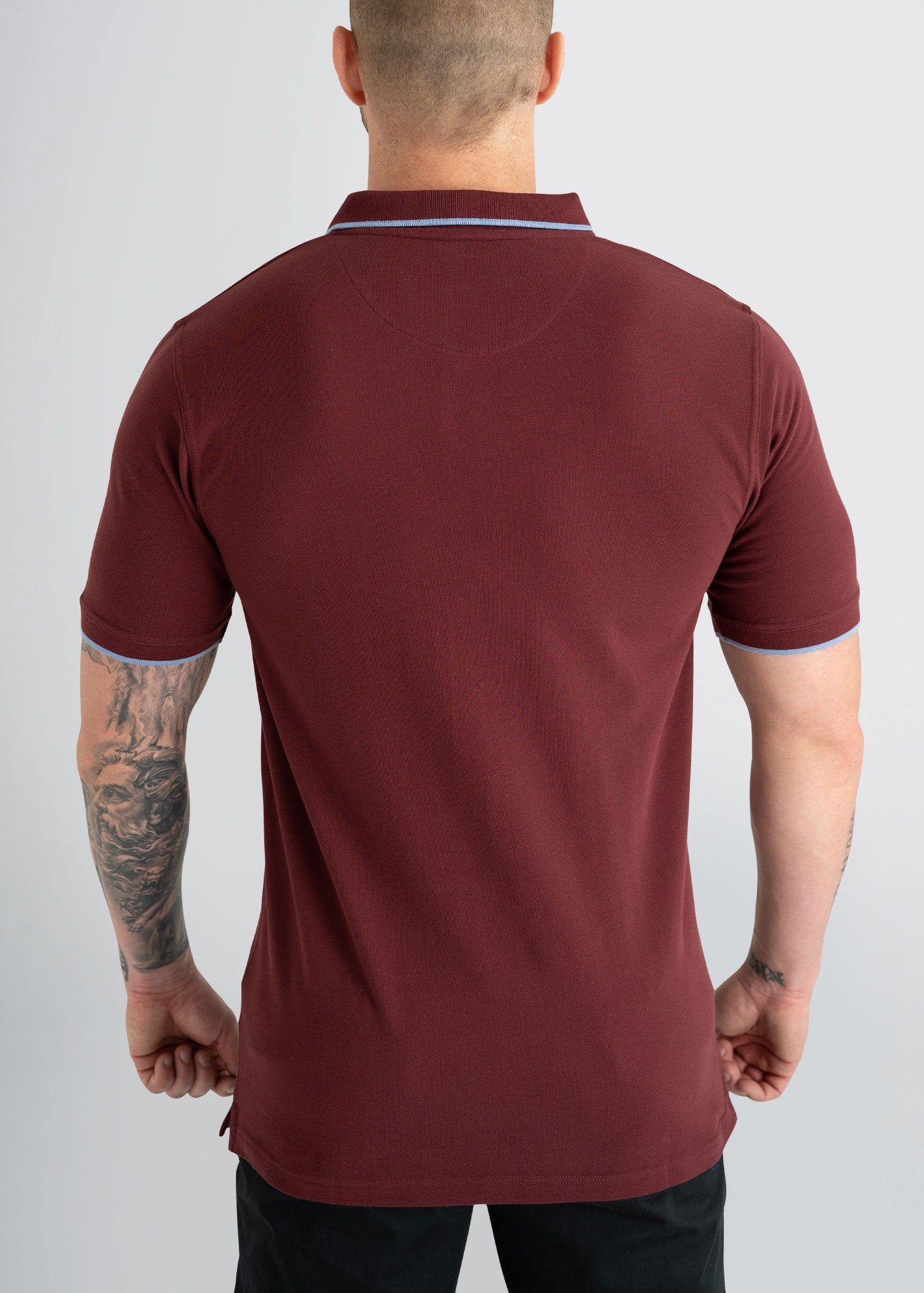 Tipped Men's Tall Polo Shirt in Maroon & Sky Blue sold by American Tall product image thumbnail 6