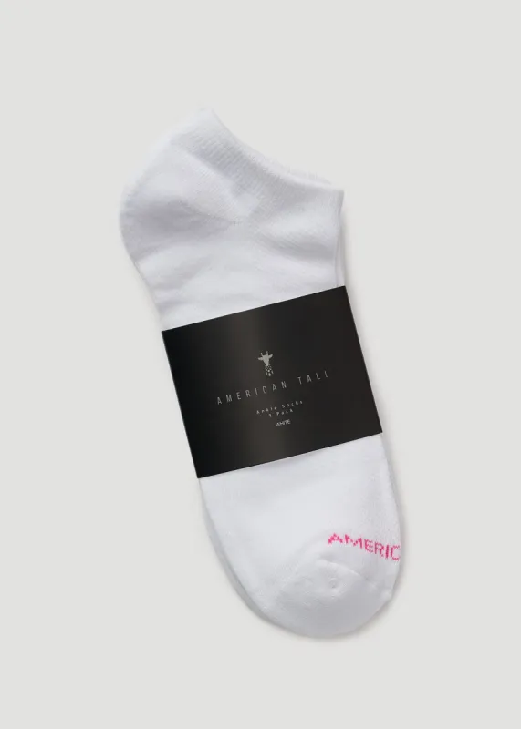 Ankle Socks (X-Large Size: 10-13) for Tall Women in White made by American Tall