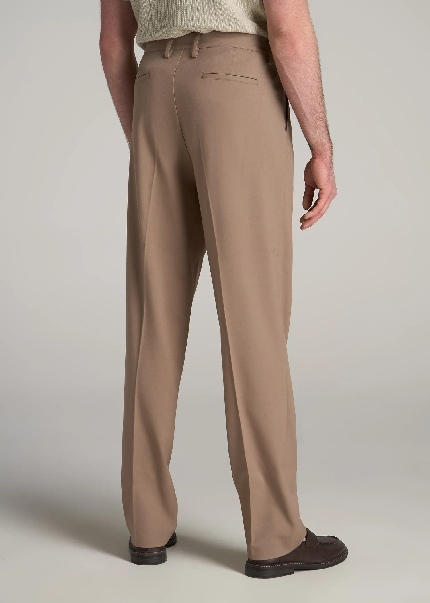 Relaxed Pleated Trousers for Tall Men in Dark Sand sold by American Tall product image thumbnail 5
