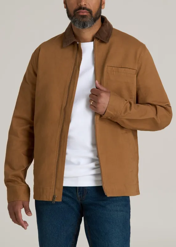 LJ&S Twill Shop Jacket for Tall Men in Dusty Brown sold by American Tall