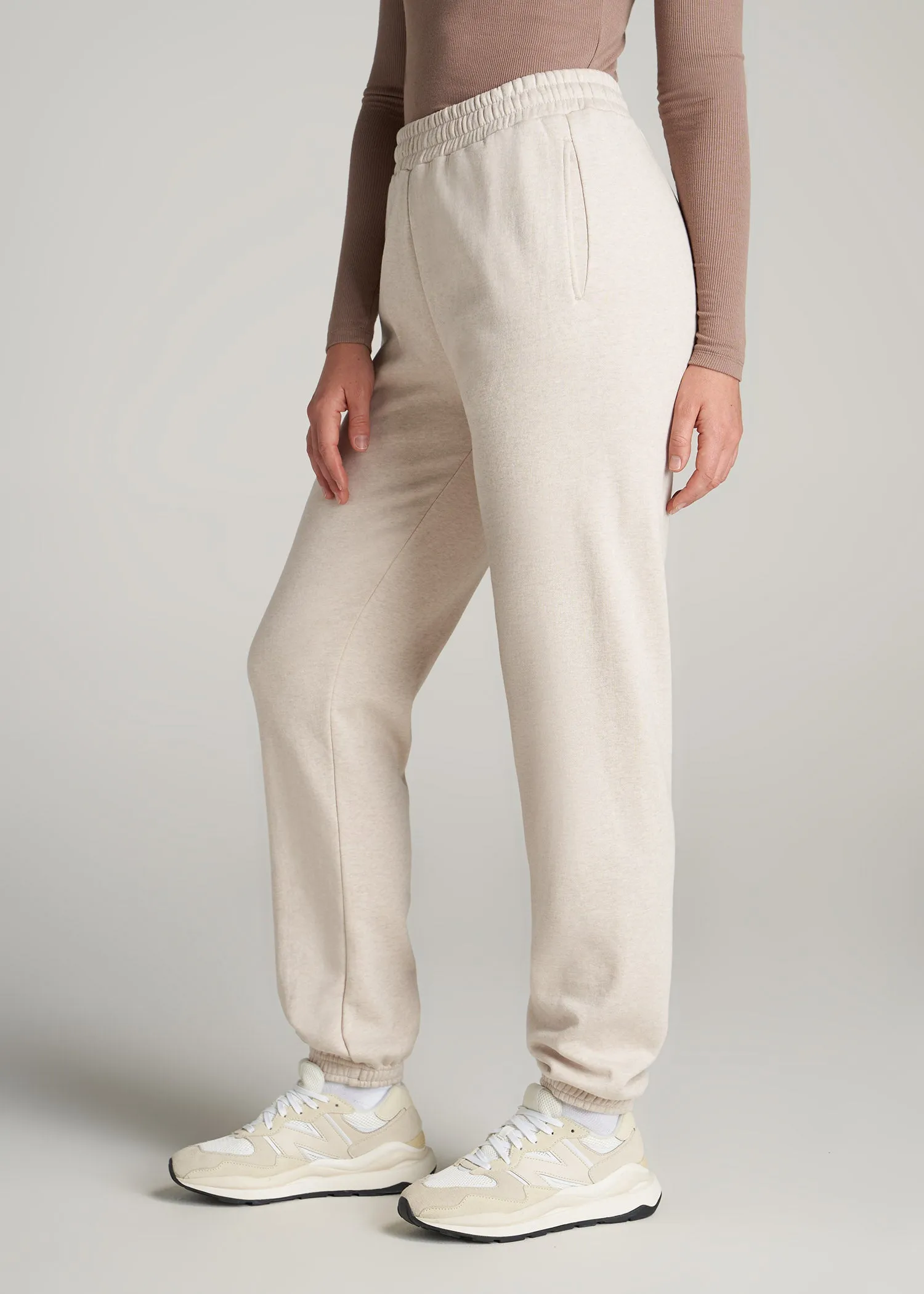 Wearever Fleece Relaxed Sweatpants for Tall Women in Oatmeal Mix sold by American Tall product image thumbnail 3