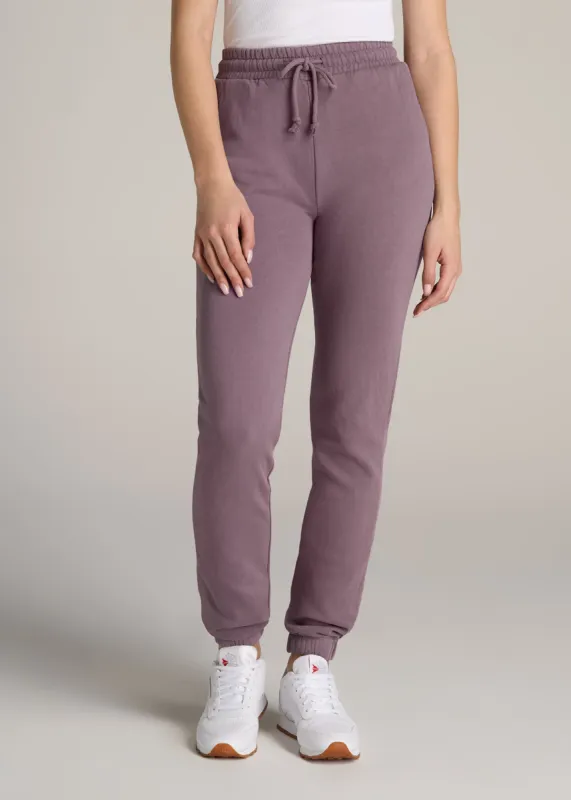 Wearever Fleece SLIM-FIT High-Waisted Women's Garment Dye Sweatpants in Smoked Mauve sold by American Tall