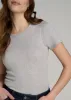 Short Sleeve Crew Neck Ribbed T-Shirt for Tall Women in Grey Mix sold by American Tall