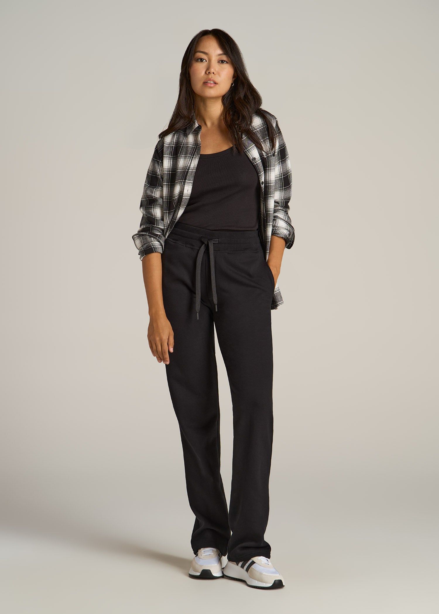 Wearever Fleece Open-Bottom Sweatpants for Tall Women in Black sold by American Tall product image thumbnail 4
