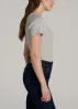Short Sleeve Crew Neck Ribbed T-Shirt for Tall Women in Grey Mix sold by American Tall