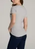 Short Sleeve Crew Neck Ribbed T-Shirt for Tall Women in Grey Mix sold by American Tall