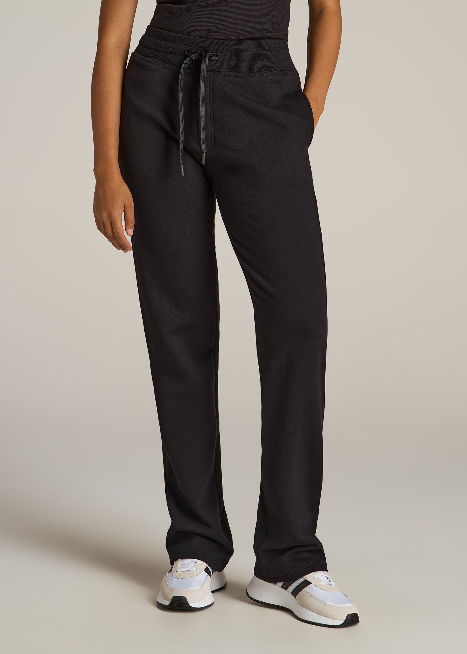 Wearever Fleece Open-Bottom Sweatpants for Tall Women in Black sold by American Tall