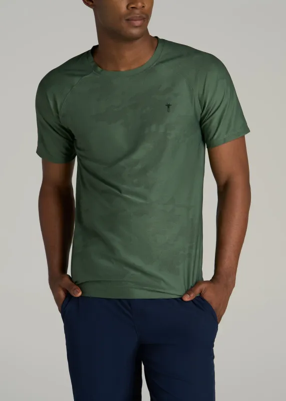 Jacquard Training T-Shirt for Tall Men in Forest Green sold by American Tall
