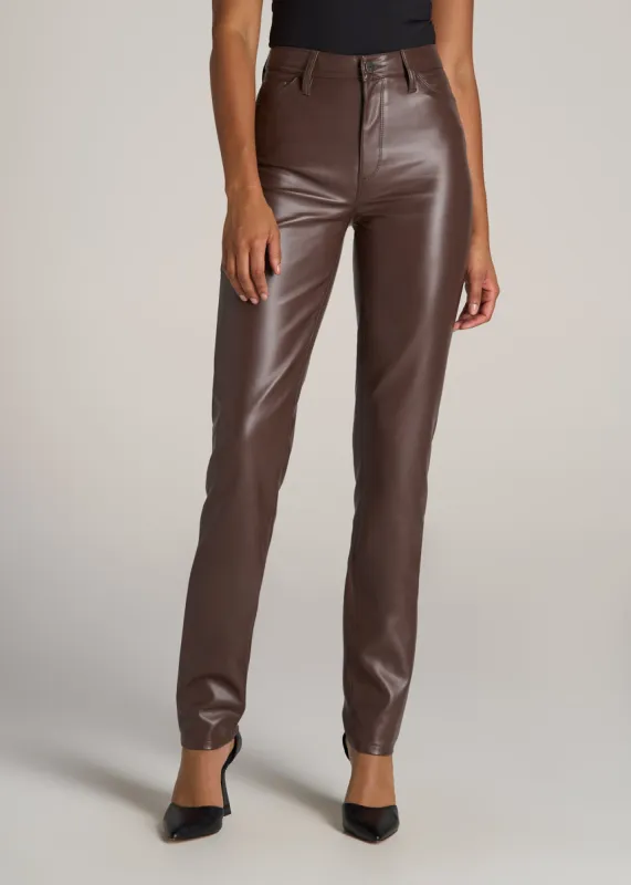 Faux Leather SLIM Pants for Tall Women in Chocolate sold by American Tall