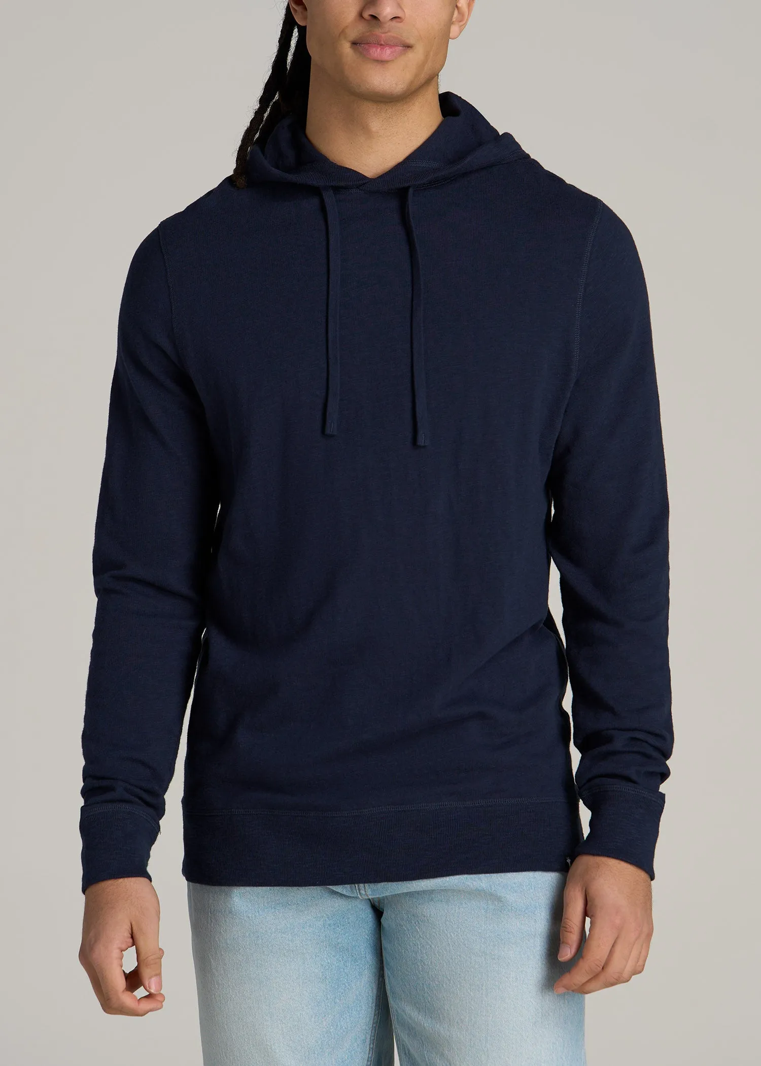 Sunwashed Slub Pullover Men's Tall Hoodie in Evening Blue sold by American Tall