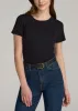 Short Sleeve Crew Neck Ribbed T-Shirt for Tall Women in Black sold by American Tall